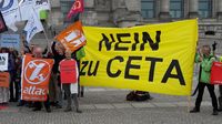 Aktionsbild vor dem Reichstagsgebäude in Berlin