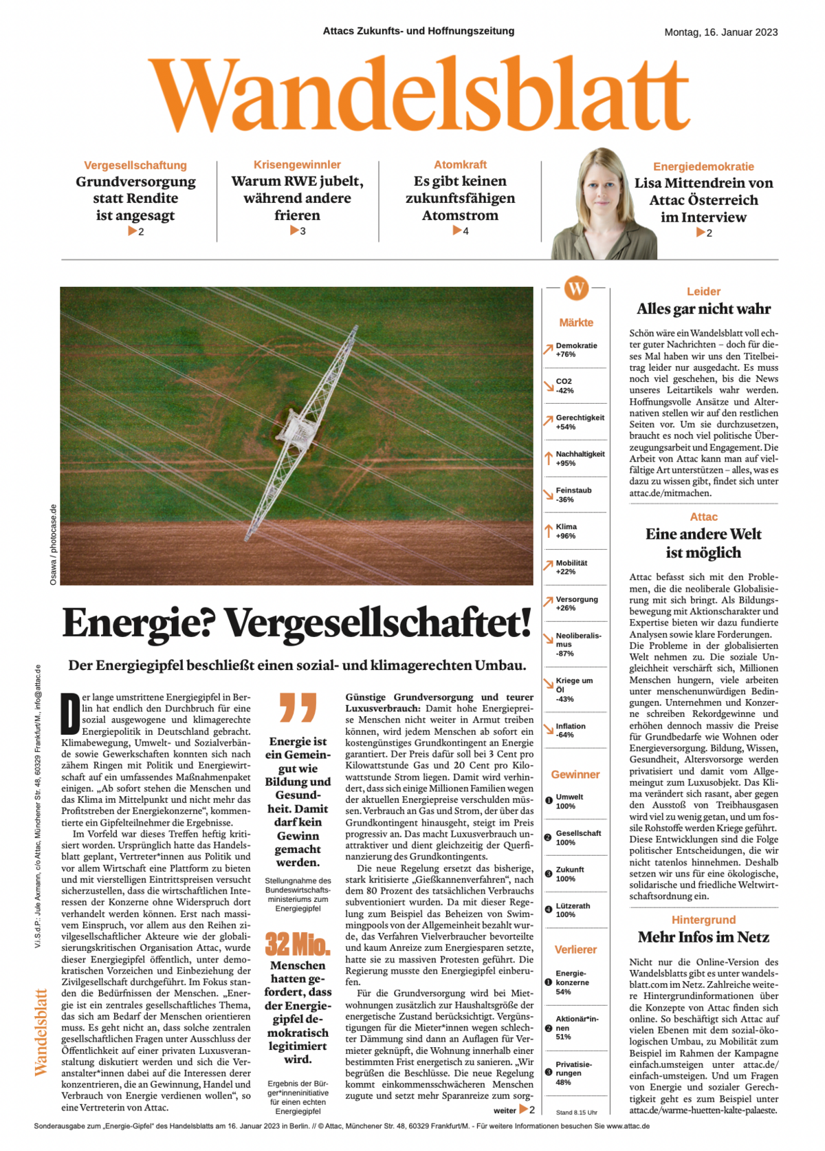Bild der Frontseite des Handelsblattes