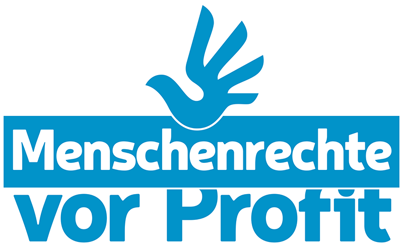 kampagnenlogo "Menschenrechte vor Profit!" kampagnenlogo "Menschenrechte vor Profit!"
