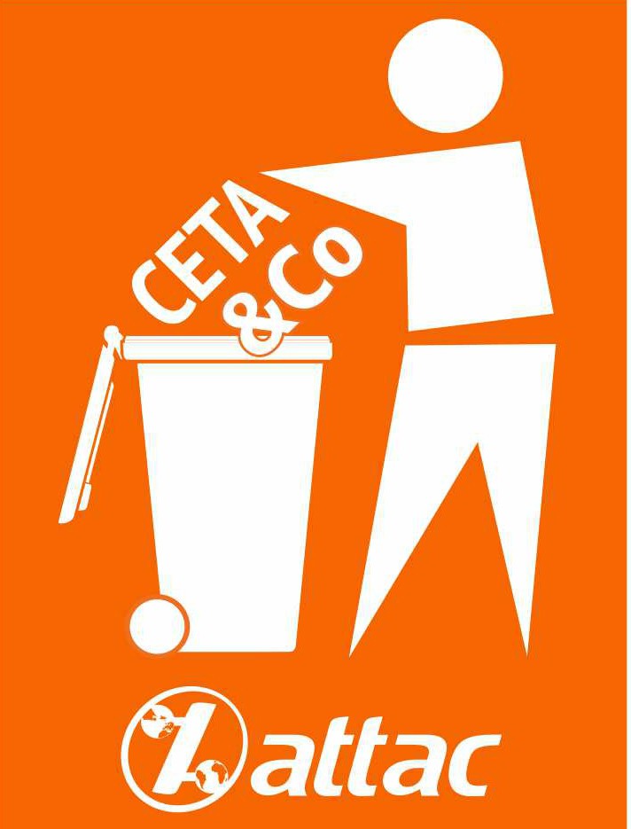 Fahne "CETA & Co in die Tonne" im Webshop bestellen Fahne "CETA & Co in die Tonne" im Webshop bestellen